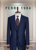 Costume d'affaires gris pour homme en viscose/polyester, croisé, col mandarin, grande taille, coupe droite, infroissable, braguette boutonnée, style britannique