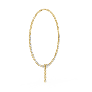 Collar de Oro Amarillo de 14K con Diamante Ovalado Cultivado en Laboratorio, Diseño Starlume Cascade, Moonveil Drop Lariat, Celestial Drift Aurora - Product Image 4