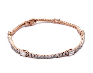 Elegant 2.76 Ct Emerald Cut Lab Grown Diamond Bracelet <b>14K</b> Rose <b>Gold</b> VVS-VS EF 7 Minimalist Luxury <b>Chain</b> Jewelry - Product Image 6