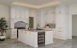 로마 기둥과 하이 퀄리티 고전적인 단단한 나무 스타일 주방 캐비닛 - Product Image 4