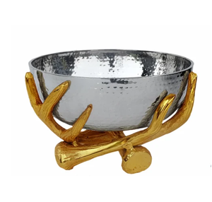 Cuenco de latón pulido Soporte de acero Forma redonda Boda y Navidad Centro de mesa Venta exclusiva ofrecida en embalaje de cartón - Product Image 2