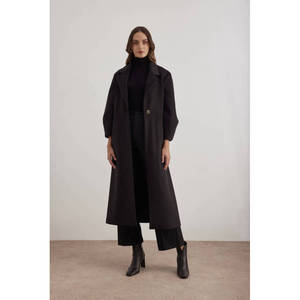 Gabardina Cruzada para Mujer, Negra, Impermeable y Transpirable para Otoño/Invierno - Product Image 4