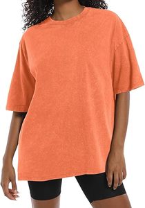 2025 haut tendance femmes grande taille T-Shirt soleil fondu lapidé été lavé Boxy lâche goutte épaule 220g tissu poids Long blanc - Product Image 5