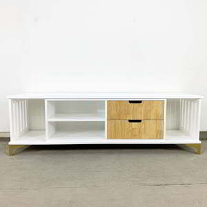 Mueble de TV Moderno y Lujoso, Consola de Madera Contemporánea para Sala de Estar, Minimalista, 160x40x50cm, KTV68041, Panel de MDF con Función LED - Product Image 4