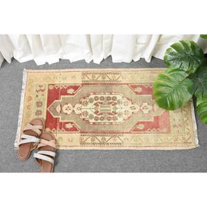 Alfombra de lana roja Beige Bohemia clásica 1,6x3,2 pies estilo turco diseño de retazos hecho a mano para cabecera rectángulo pasillo látex - Product Image 4