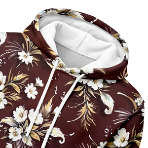 Sweat-shirt unisexe à capuche 100% coton avec imprimé fleuri confortable et élégant - Product Image 3