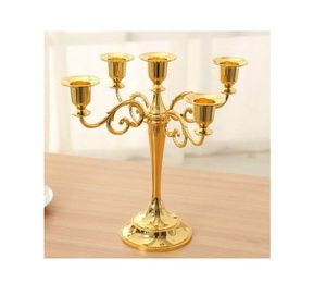 Nouvel arrivage de candélabres dorés de haute qualité pour la décoration d'éclairage de mariage et de Noël Bougeoirs et supports en métal - Product Image 1