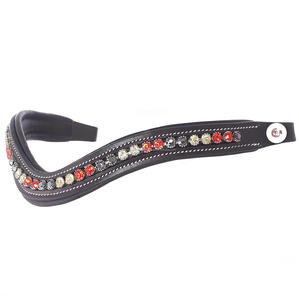Brida de Cuero de Alta Calidad para Caballo con Banda Frontal de Cristal AB de 10mm, Color y Logotipo Personalizados, Marca Adams International - Product Image 5