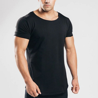 Conception personnalisée T-shirt à manches courtes de gym noir à séchage rapide respirant et écologique pour hommes 100% coton avec service OEM