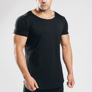 Diseño personalizado cuello redondo secado rápido transpirable ecológico negro gimnasio manga corta Camiseta para hombres 100% algodón con servicio OEM - Product Image 4