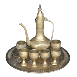 Juego de Café o Té Vintage de Latón de Alta Calidad con Hermoso Grabado, Acabado Pulido y Color Blanco para Hogar y Hotel - Product Image 4