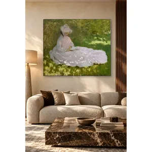 Fida Monet Femme lisant dans l'ombre d'un arbre Impression sur toile - Product Image 4