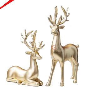 À la recherche d'une magnifique sculpture décorative de renne en laiton plaqué or pour la maison - Product Image 4