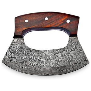 Cuchillo Ulu Duradero, Construcción Completamente en Acero, Hecho a Mano, Estilo Industrial para Diestros, Apto para Lavavajillas, Mango de Madera Antideslizante para Exportación - Product Image 4