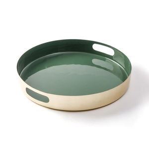 <b>Black</b> and Gold Enamel <b>Tray</b> Set of 2 Restaurant Super Market Wedding Bulk Quantity Hot Selling Export Quality Made in India 2022 - Product Image 6