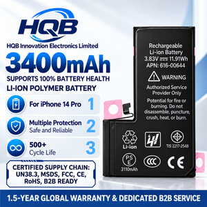 แบตเตอรี่โทรศัพท์มือถือ OEM ขายส่งจากโรงงาน สำหรับ iPhone 14 Pro 15 16 17 18 แบตเตอรี่ใหม่เอี่ยม 0 รอบการใช้งาน อะไหล่ซ่อม - Product Image 1