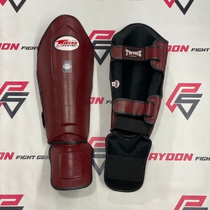 ขายส่งราคาถูก สนับแข้งมวยไทยสีแดงเบอร์กันดีแบบคู่  สำหรับมวยไทยมืออาชีพ อุปกรณ์ฝึกซ้อมคิกบ็อกซิ่ง - Product Image 2
