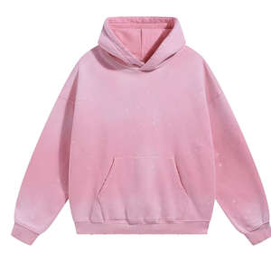 Sudadera con Capucha de Estilo Urbano para Hombre, Corte Regular, Lavado Ácido, Estampado Digital Sólido, Teñido Liso, Felpa Francesa Vintage de Algodón - Product Image 6