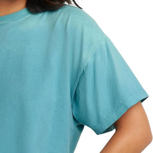 Camisa corta lisa de algodón personalizada de alta calidad para mujer, camisetas cortas de algodón lisas en blanco informales OEM con logotipo personalizado de verano para mujer - Product Image 6