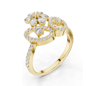 Bague Fleur en Diamant de Laboratoire 0,547 CT pour Femme, Clarté VVS-VS EF, Or 18KT, 14KT, 10KT et Argent 925, Or Rose, Or Jaune, Or Blanc - Product Image 5