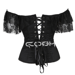ซัพพลายเออร์เสื้อคอร์เซ็ทลูกไม้สีดำแบบเปิดไหล่ - Product Image 6