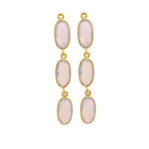 Customized <b>Blue</b> <b>Topaz</b> Single Bail Bezel <b>Earring</b> Connector Gold Plated Dangle Drop Style for Jewelry Making Components - Product Image 3