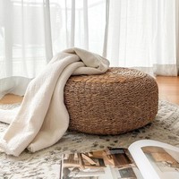 Pouf ottoman en herbe de mer, différentes tailles, tabouret en herbe de mer, poufs en paille, tabourets pour salon, café, décoration d'ameublement
