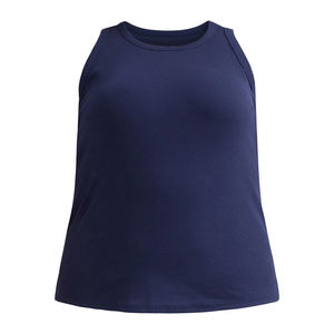 Camisetas sin mangas acanaladas de alta calidad para mujer, ropa deportiva sin mangas elástica cómoda de Color azul marino, camiseta sin mangas holgada - Product Image 6