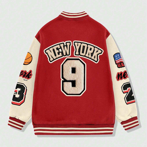 Factory direct <b>men</b> <b>varsity</b> <b>jacket</b> custom embroidered wool leather letterman college <b>bomber</b> style outerwear wholesale - Product Image 2