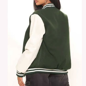 Chaqueta Versity personalizada Mangas de cuero Chenille Bordado Parche Logo Chaqueta de béisbol Contraste Chaqueta Versity - Product Image 6