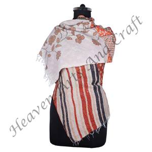SC1008 Vintage Kantha travail coton à la main écharpe Design à la mode filles partout cousu à la main Style uni longue longueur - Product Image 5