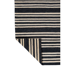 พรมทอแบนลายทาง Nomadic Threads รุ่น PDJT-775 ทำจากปอกระเจาและป่าน สำหรับใช้ในบ้าน มีสีเทาและสีดำ - Product Image 5