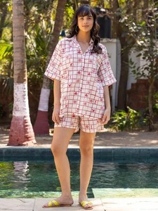 Conjunto de pijama de algodón hecho a mano indio elegante corto de dos piezas para mujeres y hombres ropa de verano para fiestas ODM suministrado - Product Image 2