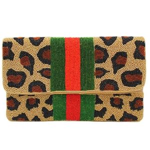 Elegante bolso de hombro con cuentas de rayas marrones bordado de lujo con artesanía hecha a mano lindo acabado de moda de la India - Product Image 3