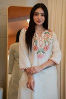Kain Sutra Murni 100% Berbahan Jaring, Lengan 3/4, Bordir Pola, Payet, Tiga Potong, Belum Dijahit, Multi Warna, Shalwar Kameez India