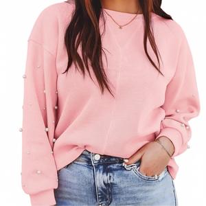 Sudadera Casual para Mujer, Otoño/Invierno, Corte Regular, Poliéster/Algodón, Estampado Sólido, Bordado Frontal, Mangas Antiencogimiento - Product Image 3