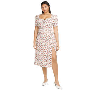 Abito lungo slip da donna Danielle Bernstein taglie forti, stampa floreale bianco/rosso, taglia 22W, vita naturale - Product Image 1