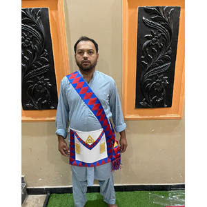 Tablier maçonnique Grand Maître avec manchettes et collier à chaîne, bijou gratuit, fait main, blanc, tablier maçonnique blanc, franc-maçon 2026 - Product Image 3