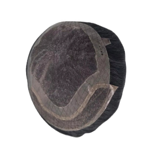 วิกผมผู้ชายแบบผูกเชือกด้านหน้า ทำจากผมแท้ชนิดอินเดียเรมี่ ยี่ห้อ Taz Hair จากบังกลาเทศ แบบลอนลึก  แบบเส้นเดี่ยว  ผสมผมสีเทา 50% - Product Image 1