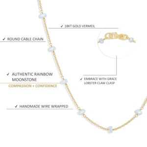 GOODSTONE Women's <b>925</b> <b>Sterling</b> <b>Silver</b> Yellow Gold Plated Moonstone Beaded <b>Chain</b> Necklace 16 Sizes Birthstone Jewelry for Gifts - Product Image 4