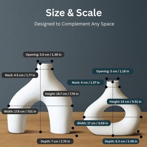 Two antique design <b>white</b> color Flower Vases Art Deco Design Style Ceramic for <b>Pampas</b> <b>Grass</b> & Dried Flowers for Floor Decor - Product Image 6