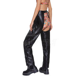 2025 dernière conception femmes en cuir Chaps taille moyenne droite lâche Chaps rue dames jambe large hommes en cuir Chaps - Product Image 4