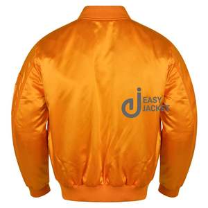 Tarifa de fábrica, venta al por mayor, chaqueta Bomber de satén personalizada para hombres, chaqueta deportiva Varsity para hombres, chaqueta Letterman de tela satinada - Product Image 6