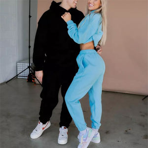 Custom Logo <b>Maternity</b> Plus Size Autumn Windproof Breathable Eco-Friendly Couples Sport <b>Hoody</b> 2-Piece Fleece Polyester SweatSuit - Product Image 4