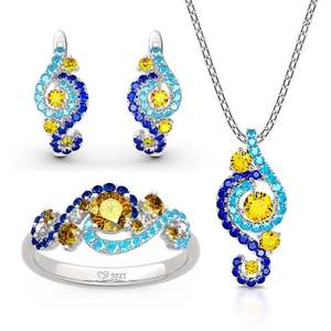 ชุดเครื่องประดับแต่งงานเงินแท้ทรงกลมเจียระไนลายดาวเจลิยา สตาร์รี่ ไนท์ - Product Image 1