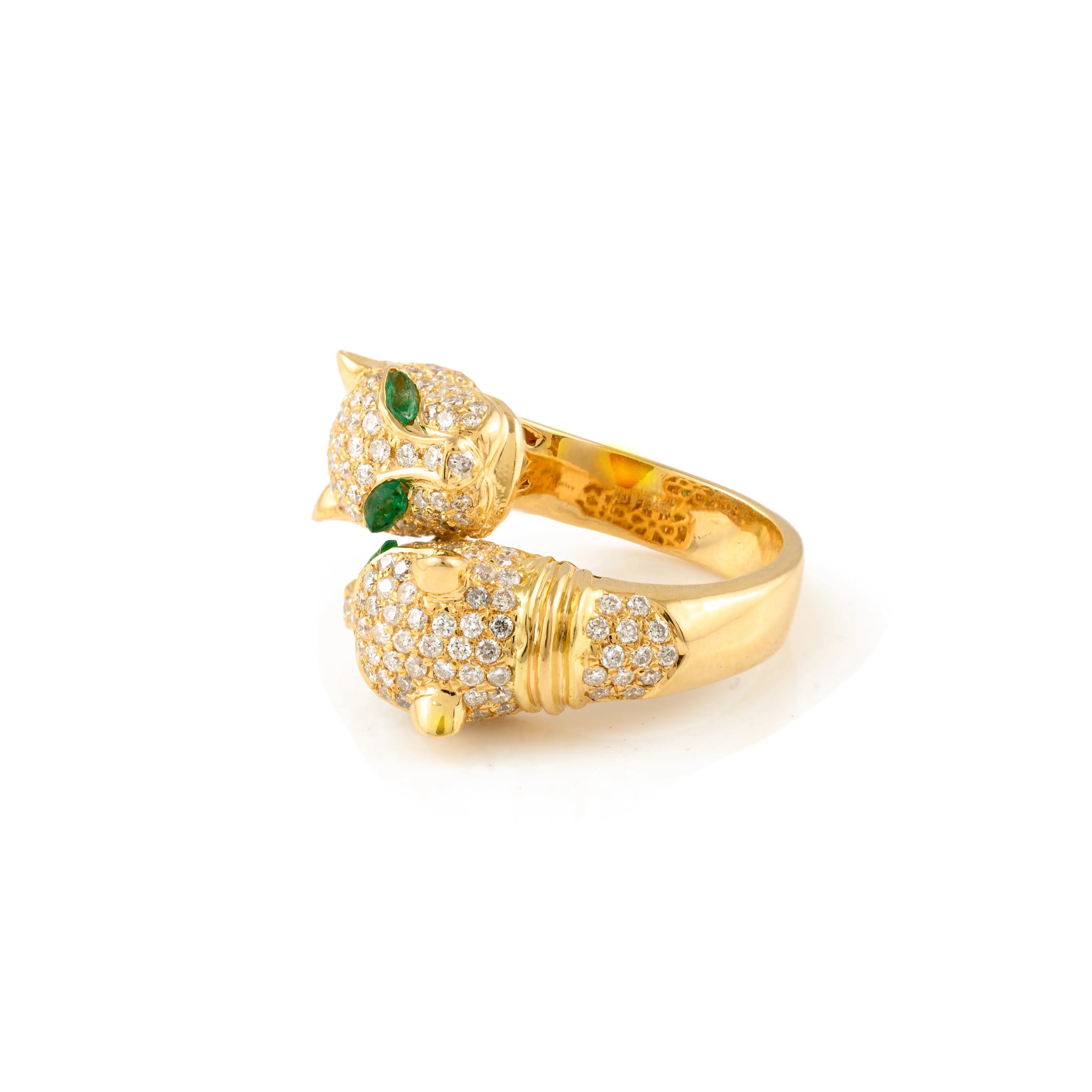 Produk penjualan terbaik buatan tangan 100% autentik cincin berlian & zamrud alami 18k cincin dapat disesuaikan Kuning Solid penjualan laris