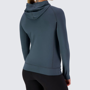 Sudadera con capucha de punto informal con logotipo personalizado OEM al por mayor para mujer, Jersey de invierno, sudadera de nailon - Product Image 2