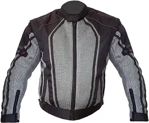 男士摩托车夹克空气网纺织自行车夹克，带CE盔甲 | 男士透气黑色和灰色摩托车夹克