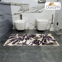 Karpet Bunga Beige DarianA 75x150 cm Poliester Lembut Tipis Anti Selip Dapat Dicuci Mesin Alas Lateks Modern Persegi Panjang Untuk Penggunaan Rumah Tangga