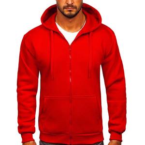 เสื้อฮู้ดกันลมแบบซิป สีแดง แขนยาว ลายเรียบ ปักโลโก้ได้ ผลิตจากผ้าฝ้ายฟลีซ 100% อุ่นสบาย - Product Image 3